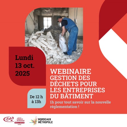 WEBINAIRE : déchets du bâtiment, comprendre la REP PMCB et trouver les solutions gratuites ! Lundi 13/10/2025 à 12h